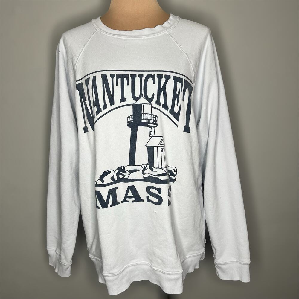 Free People Retro Brand Nantucket Sweatshirt Medium Womens Distressed Graphic